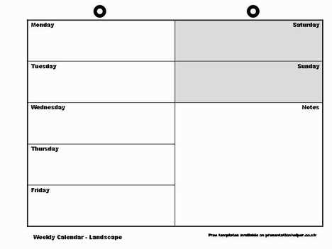 a week calendar template