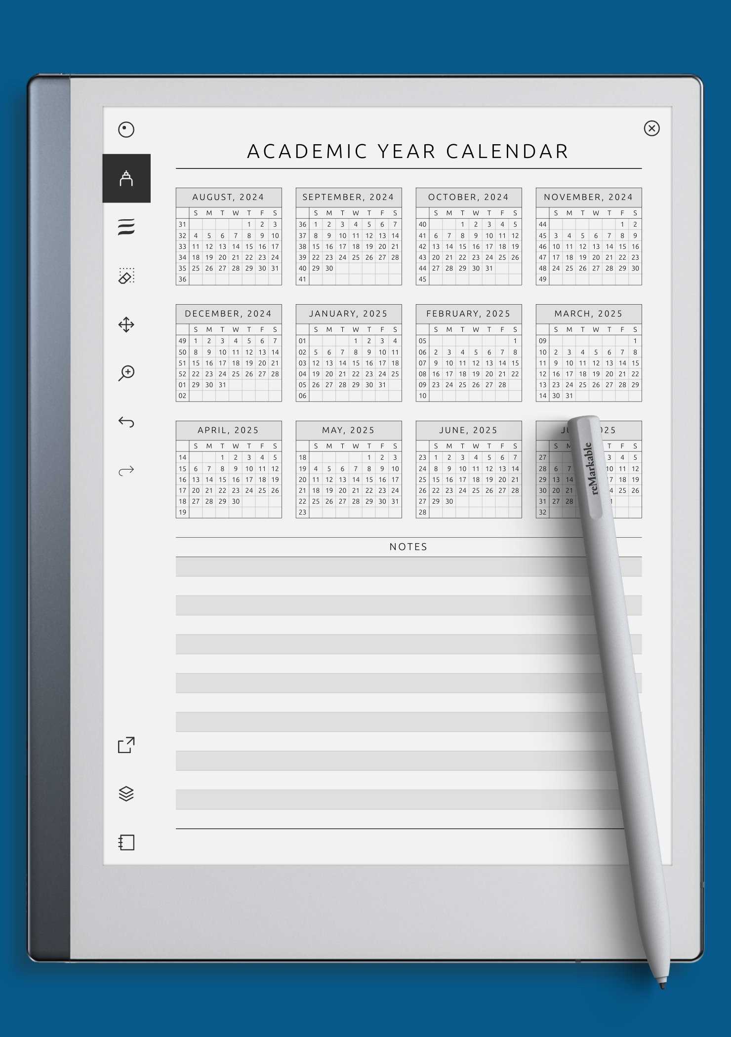 a year at a glance calendar template