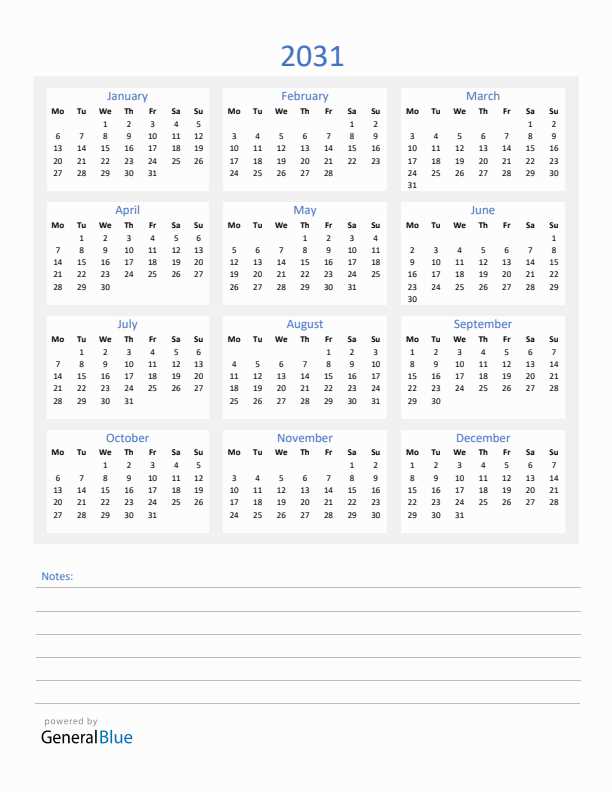 a year at a glance calendar template