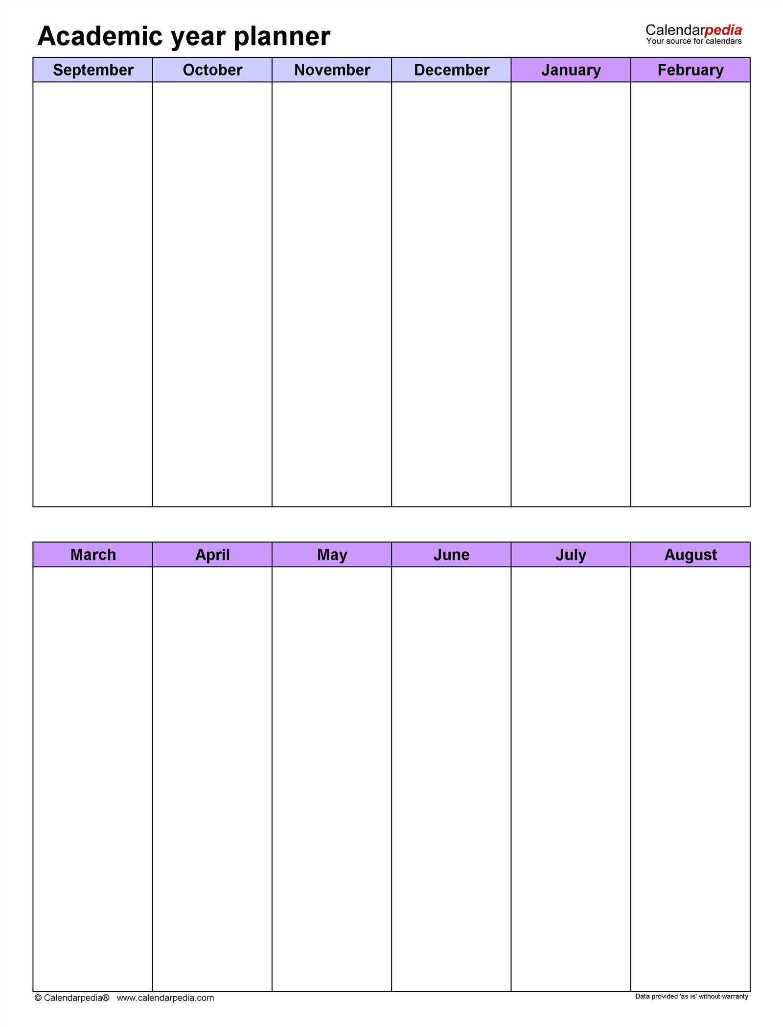 academic calendar planner template