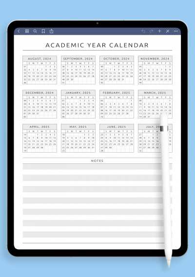 academic year calendar template