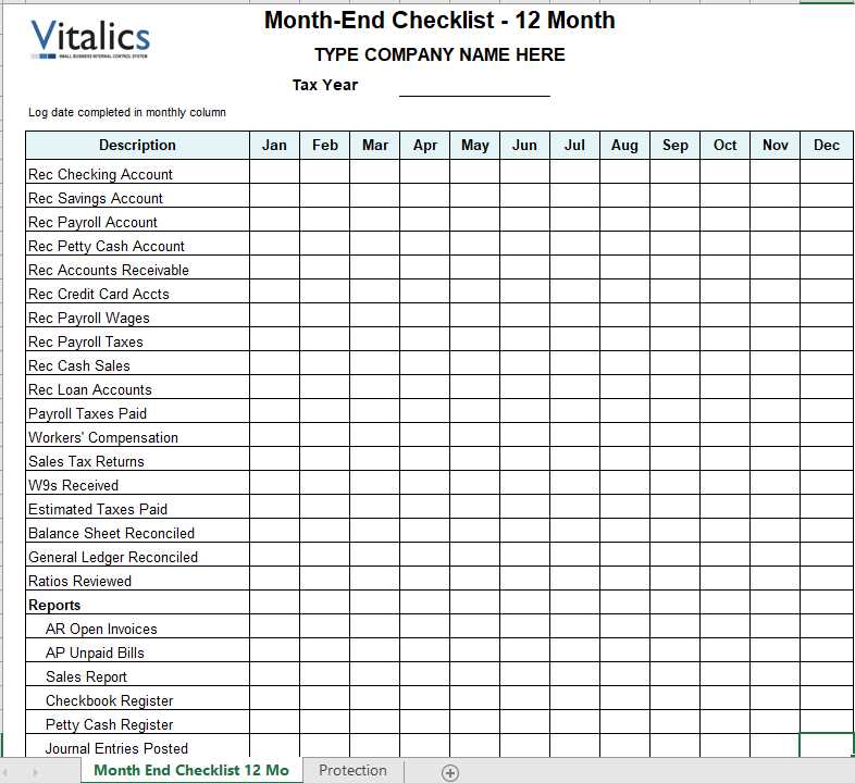 accounting month end close calendar template