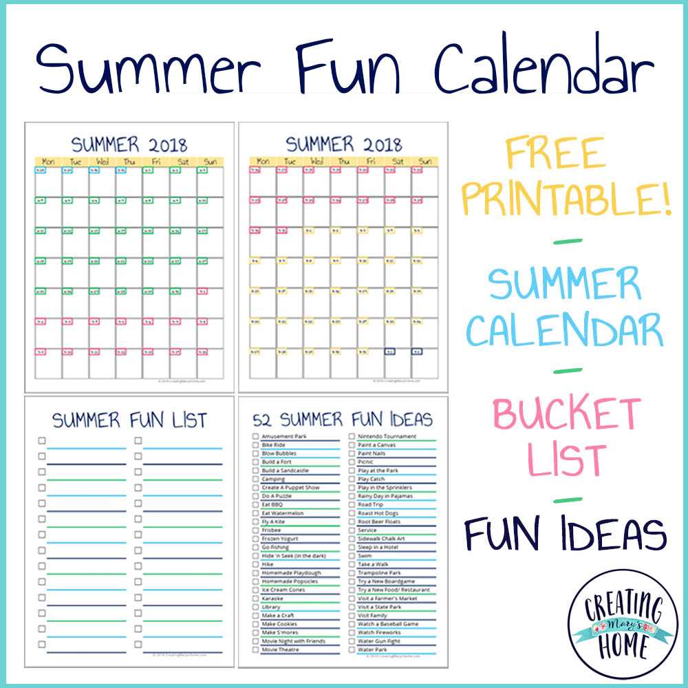 activities calendar template