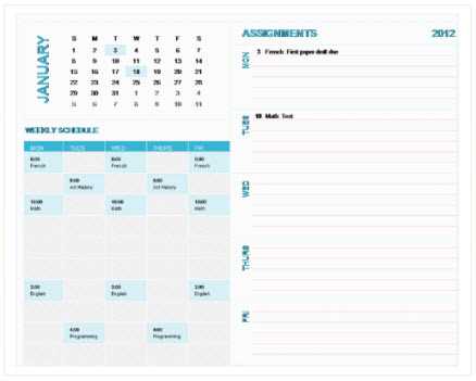 activity calendar templates