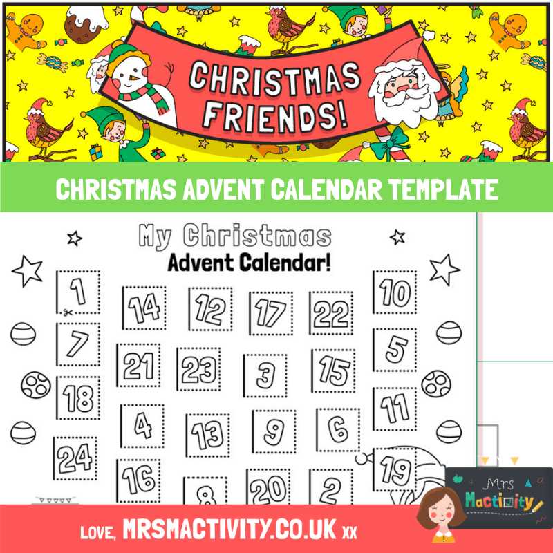 advent calendar digital template