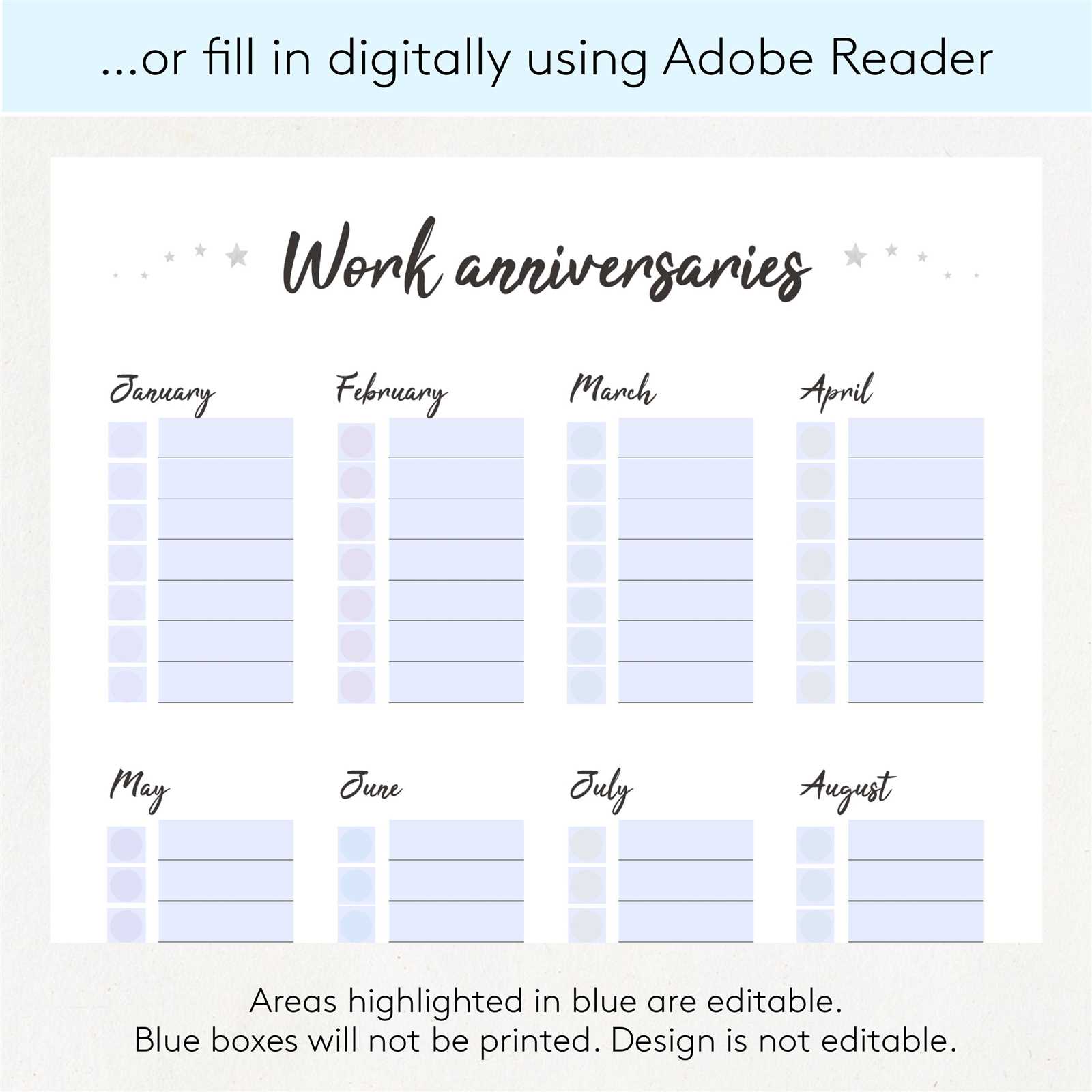 anniversary calendar template