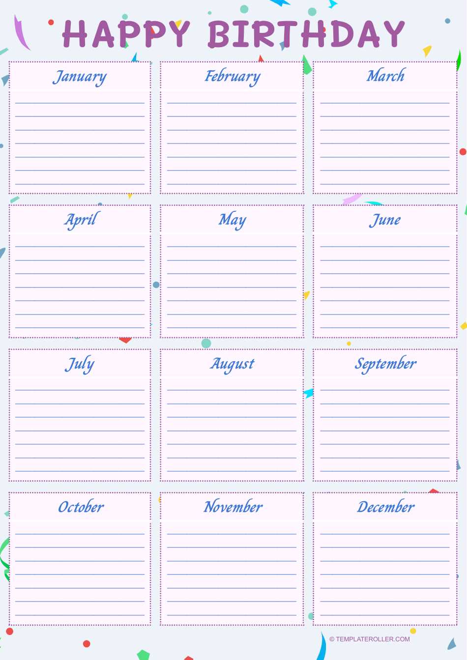 anniversary calendar template