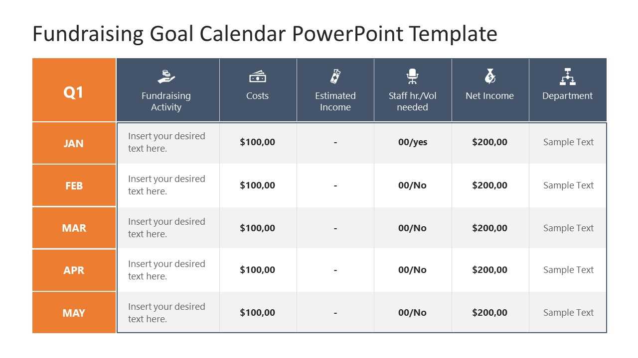 annual fundraising calendar template