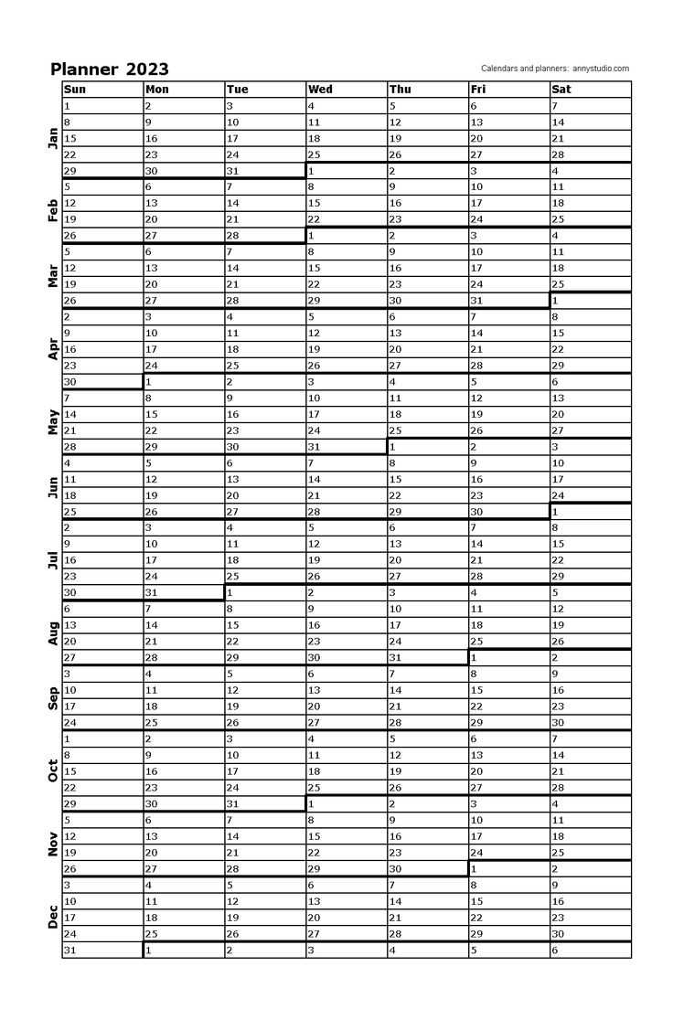 annual planning calendar template