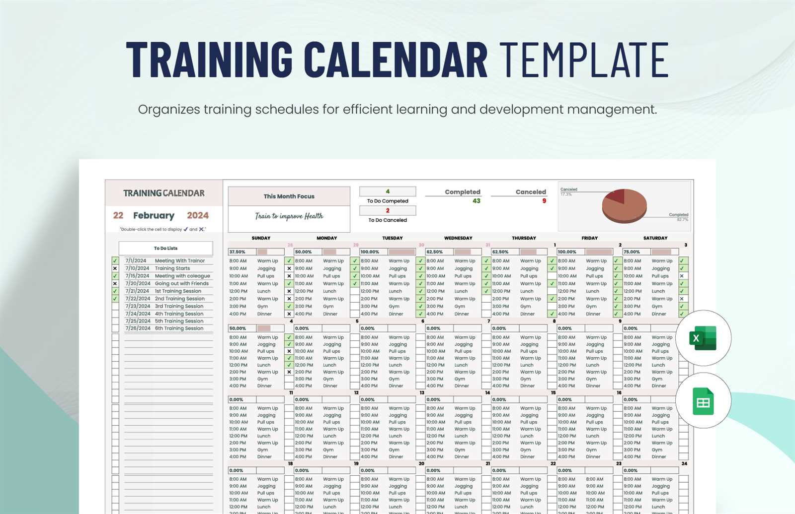 annual training calendar template