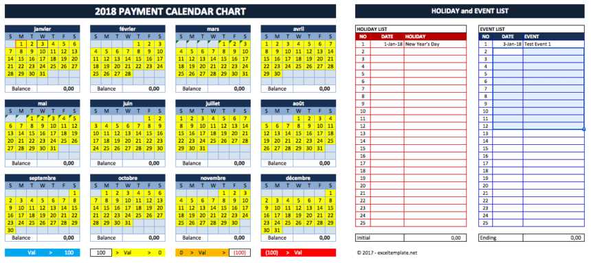 annual training calendar template