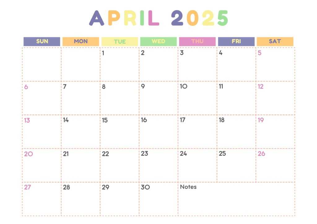 april 2025 calendar template free