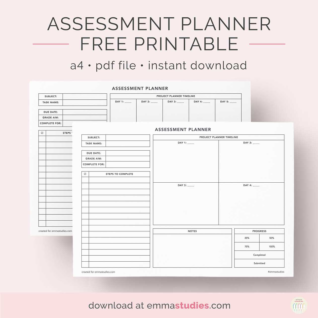 assessment calendar template