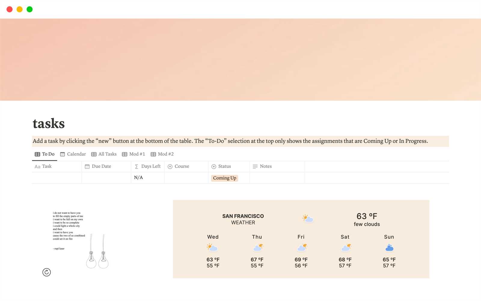 assignment calendar template