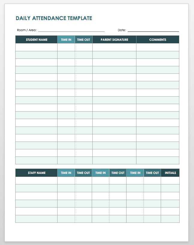 attendance calendar template