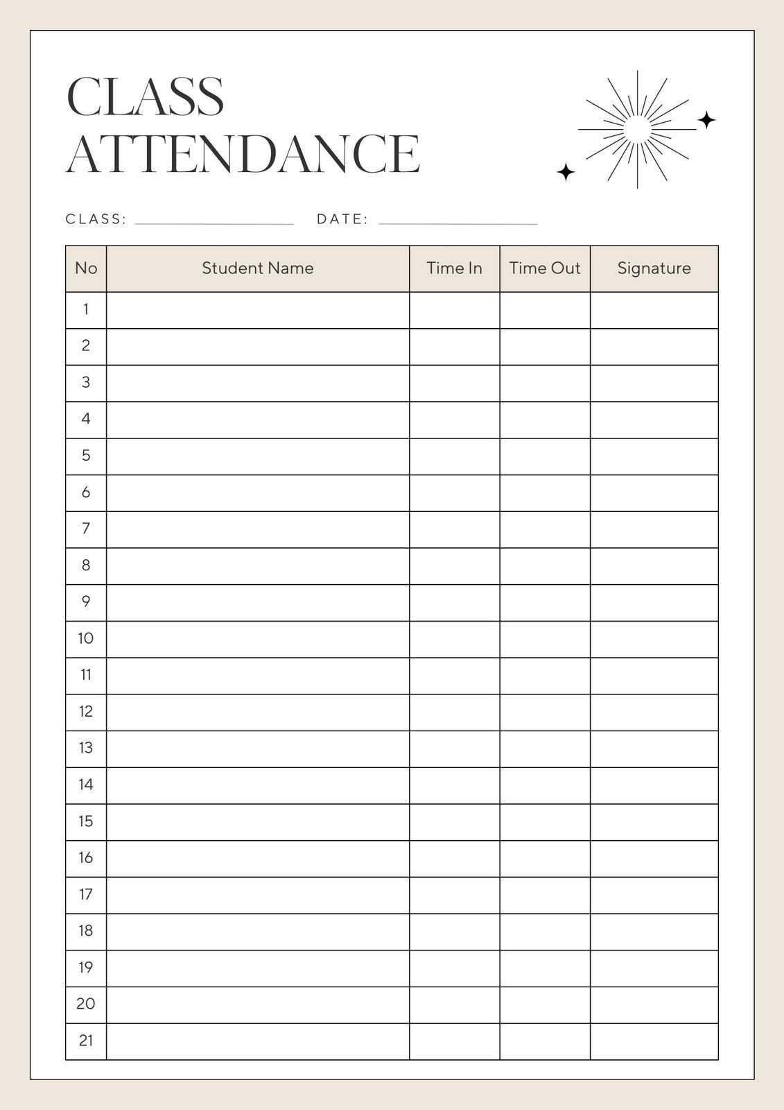 attendance calendar template