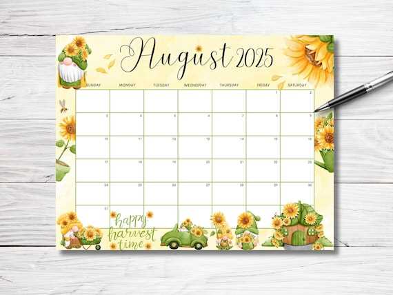 august 2026 calendar template editable