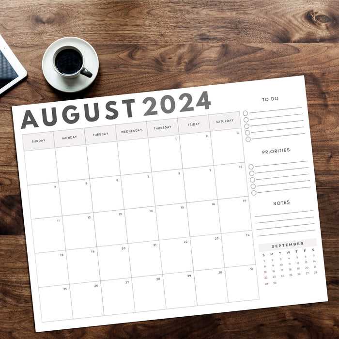 august calendar template