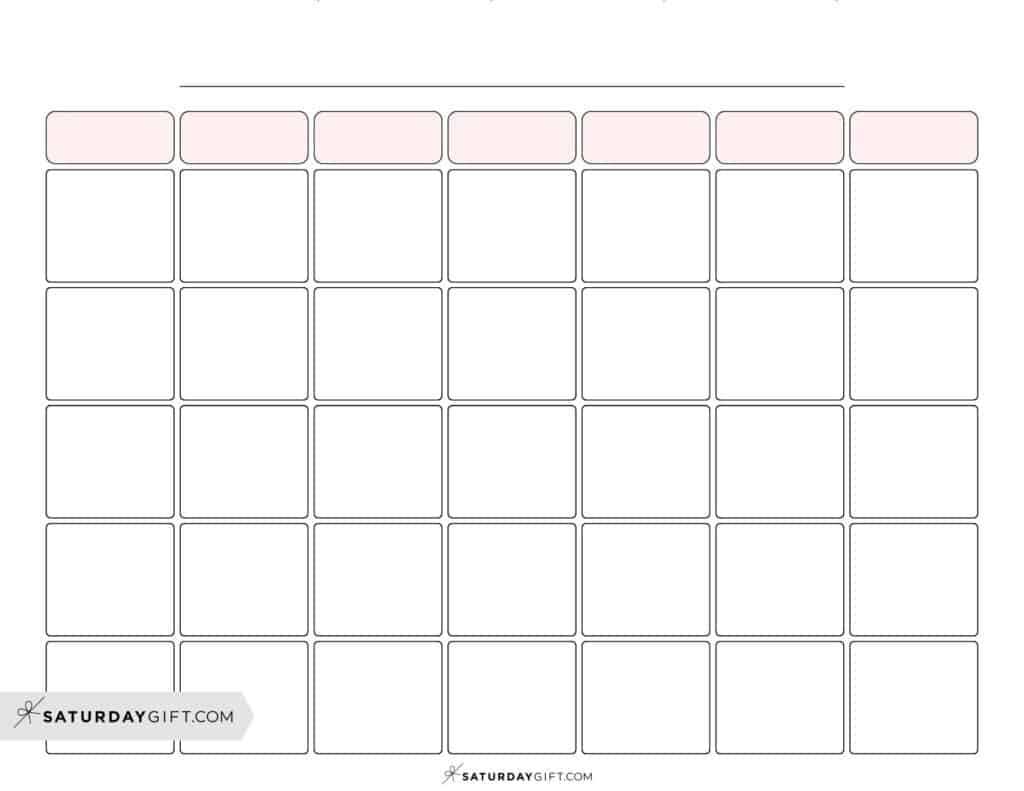 big blank calendar template