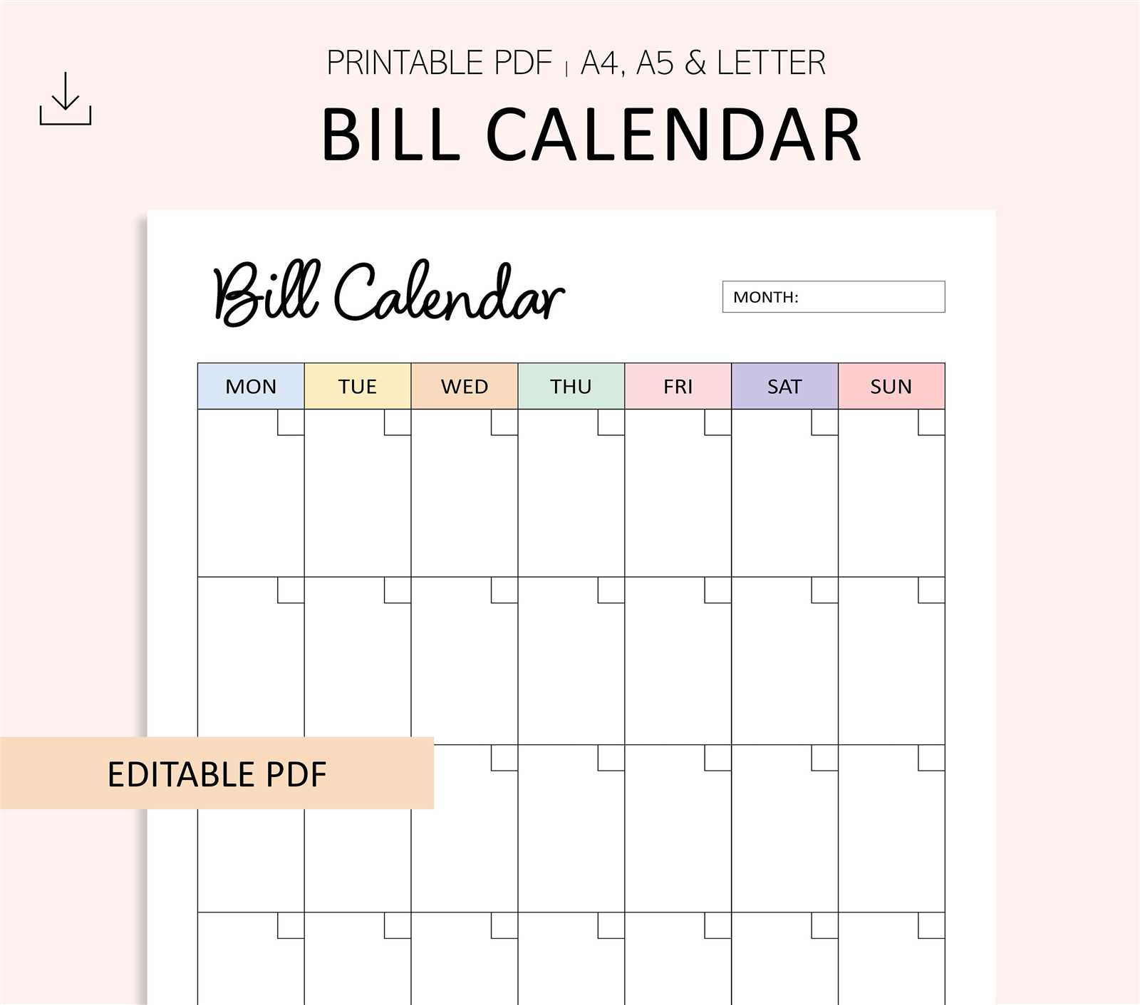 bill calendar template