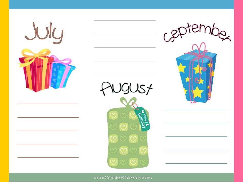 birthday anniversary calendar template