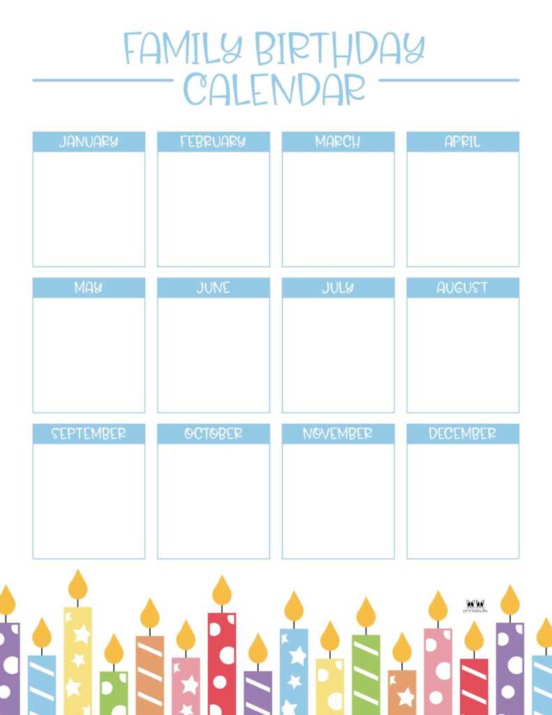 birthday calendar editable template