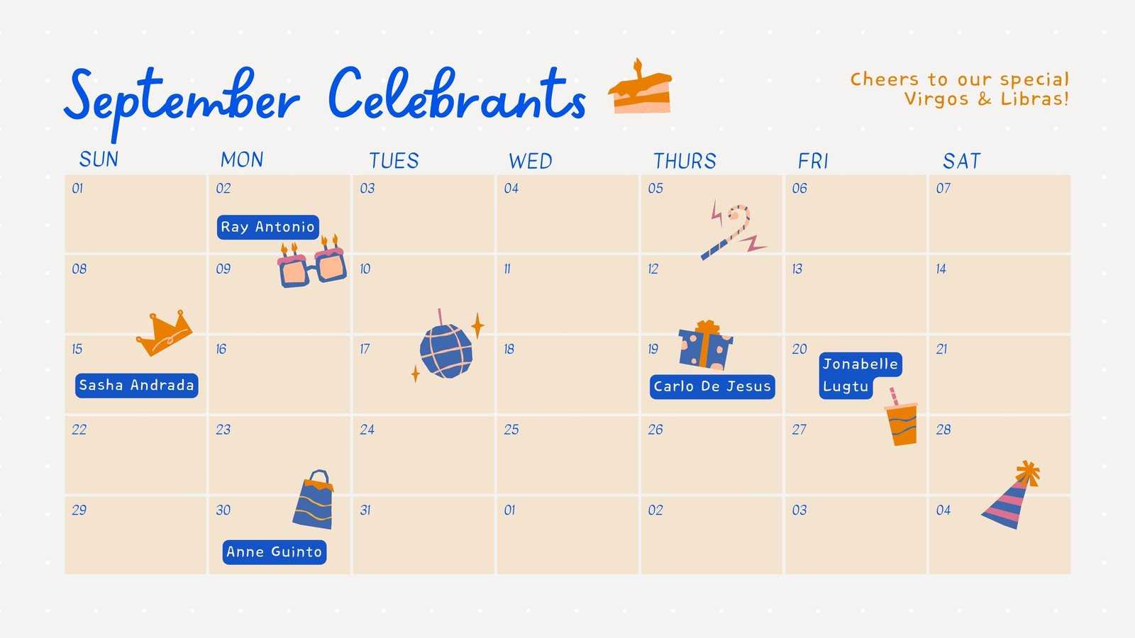 birthday calendar template free