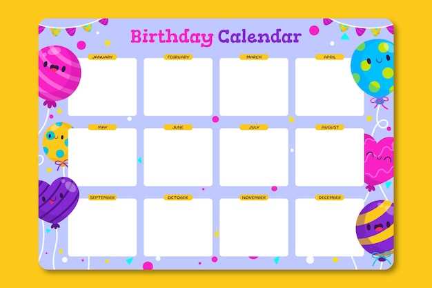 birthday calendar template free printable