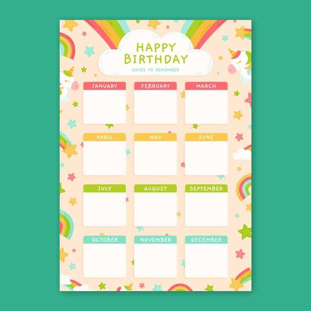 birthday calendar template free