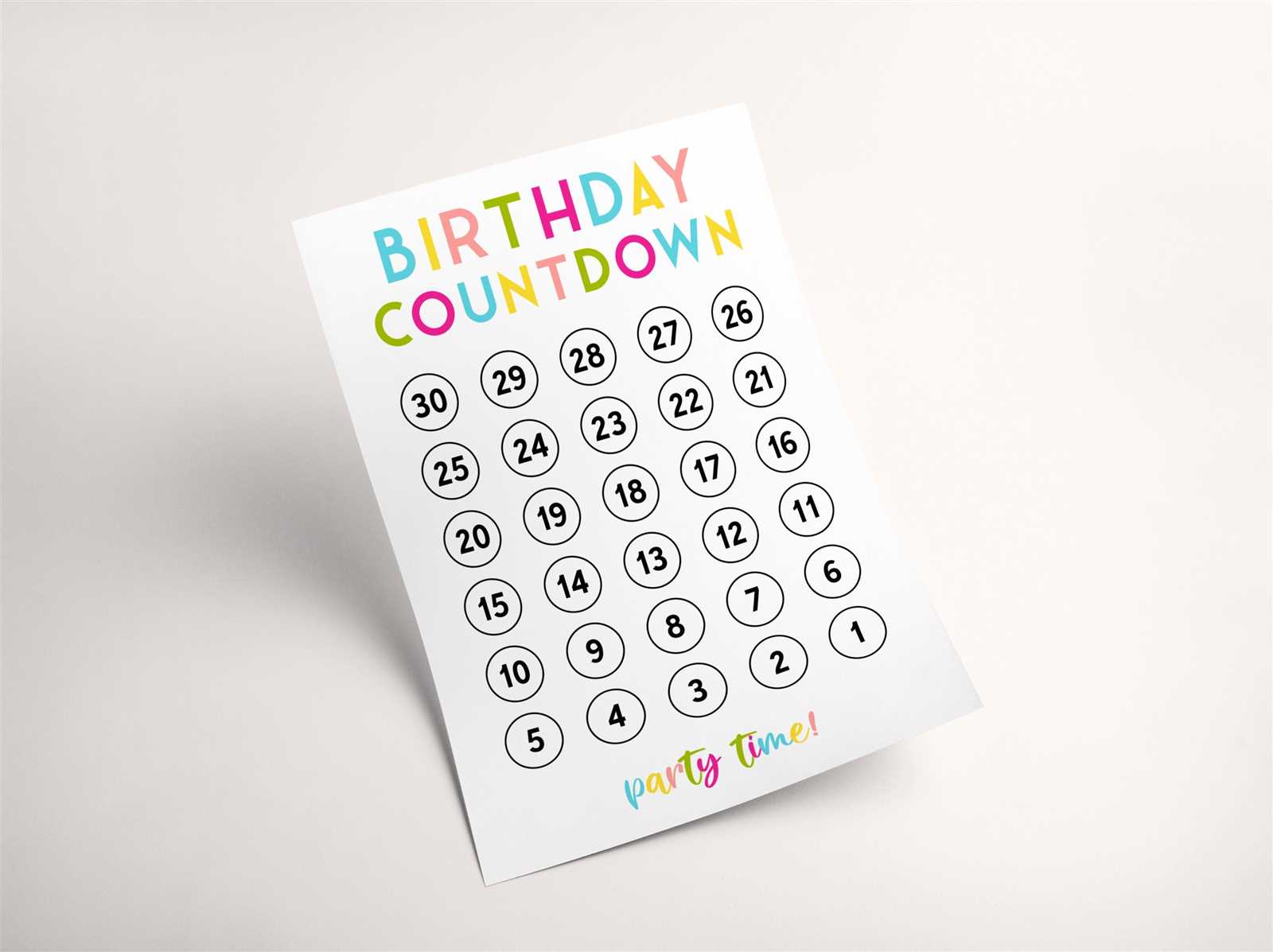 birthday countdown calendar template