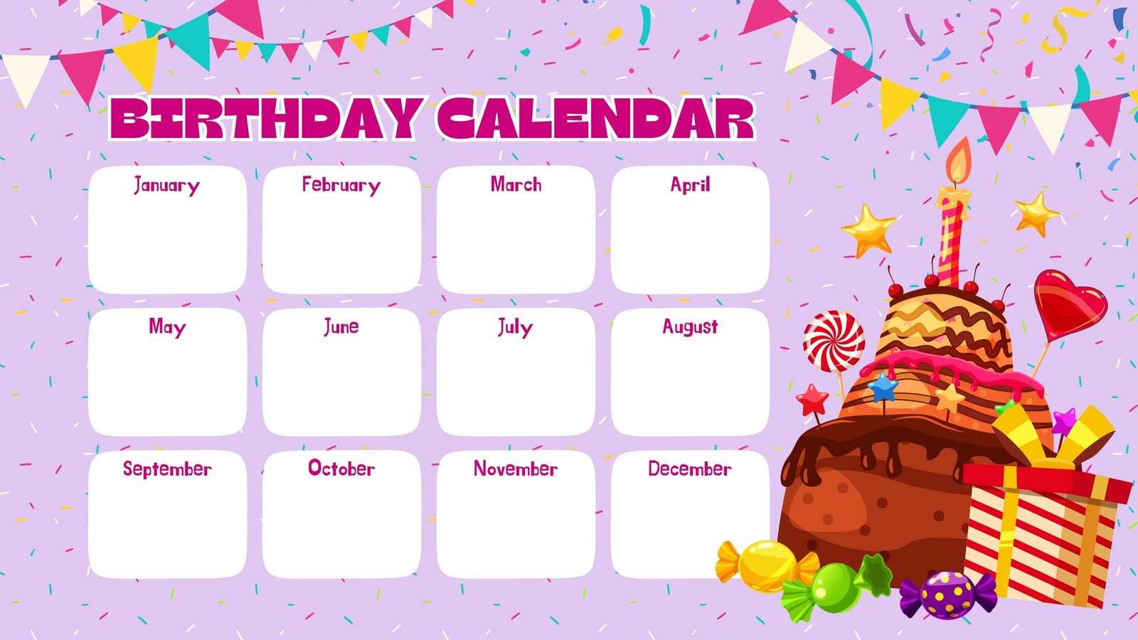 birthday month calendar template