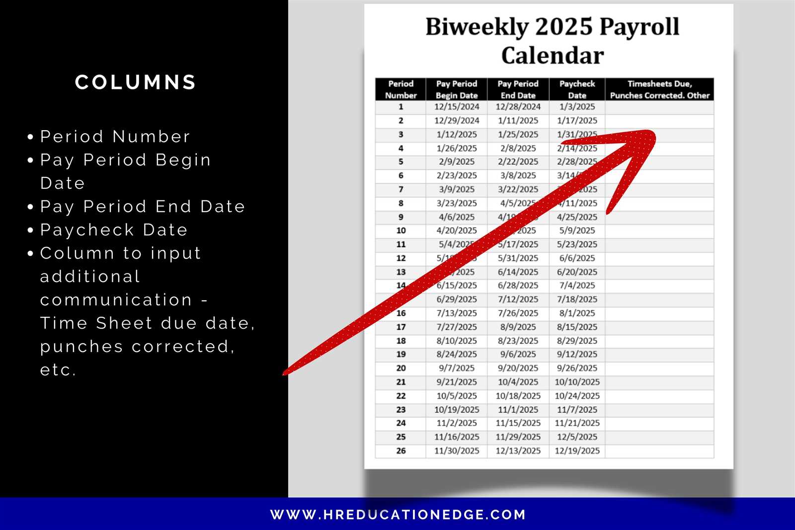 biweekly pay period calendar 2025 template