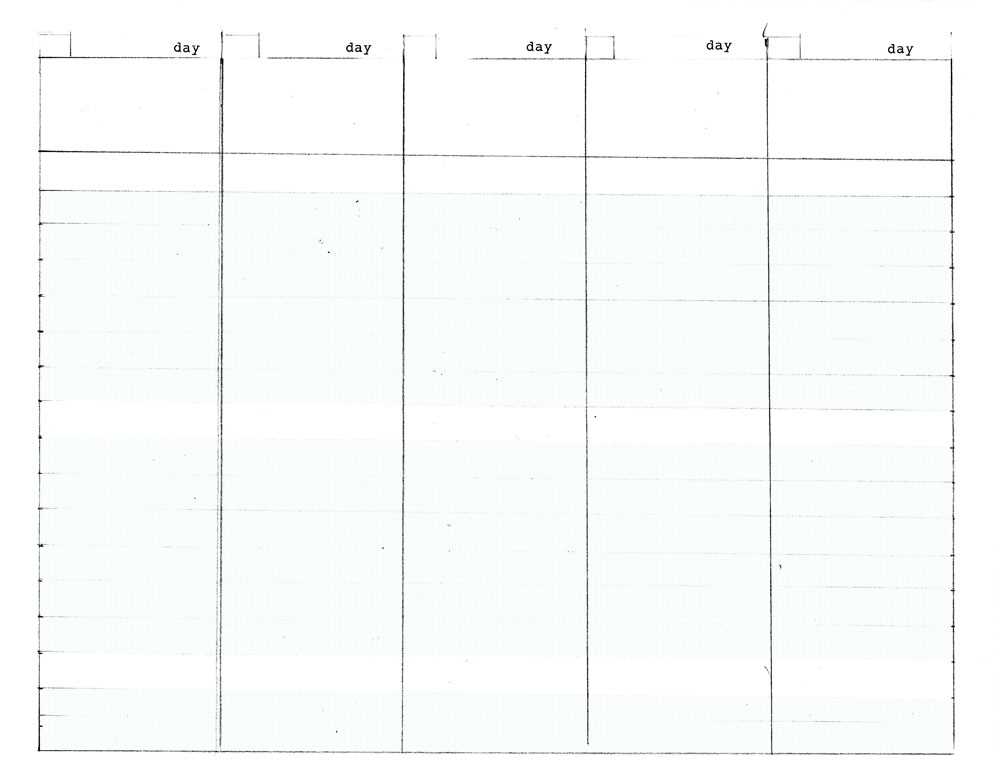 blank 5 day week calendar template