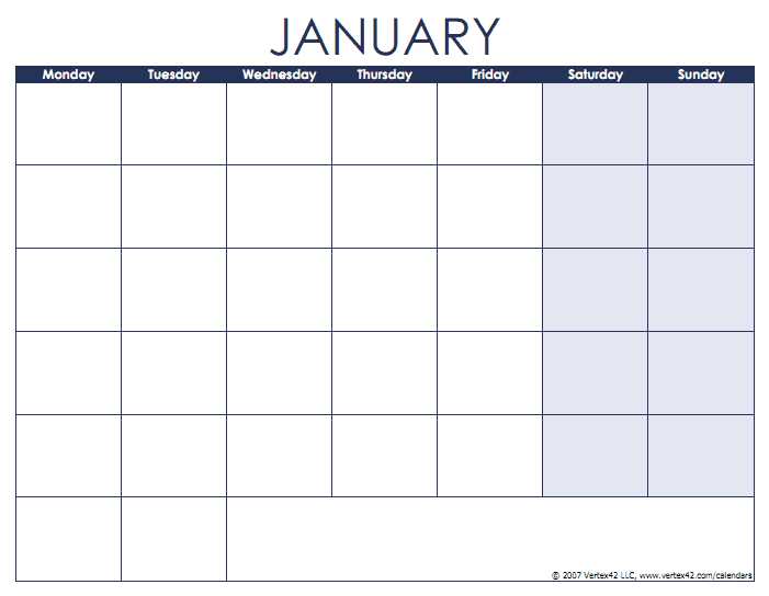 blank calendar free template