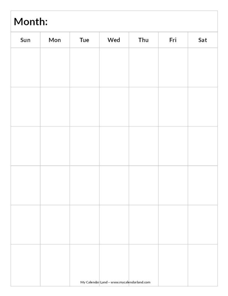 blank calendar printable template