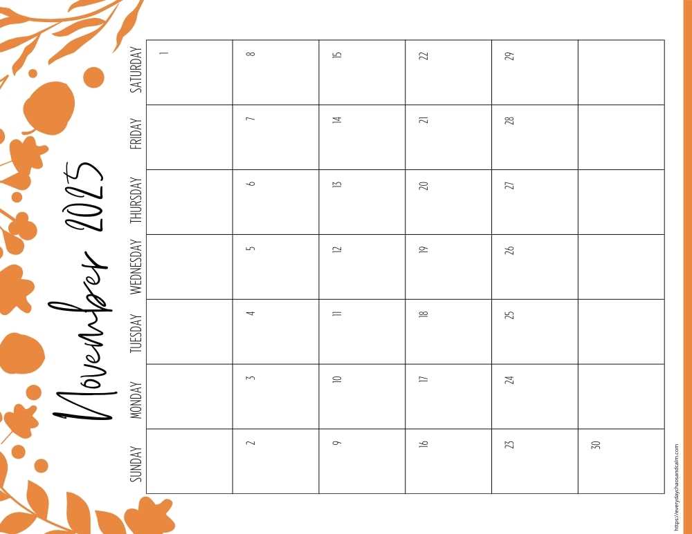 blank calendar template 2025 november