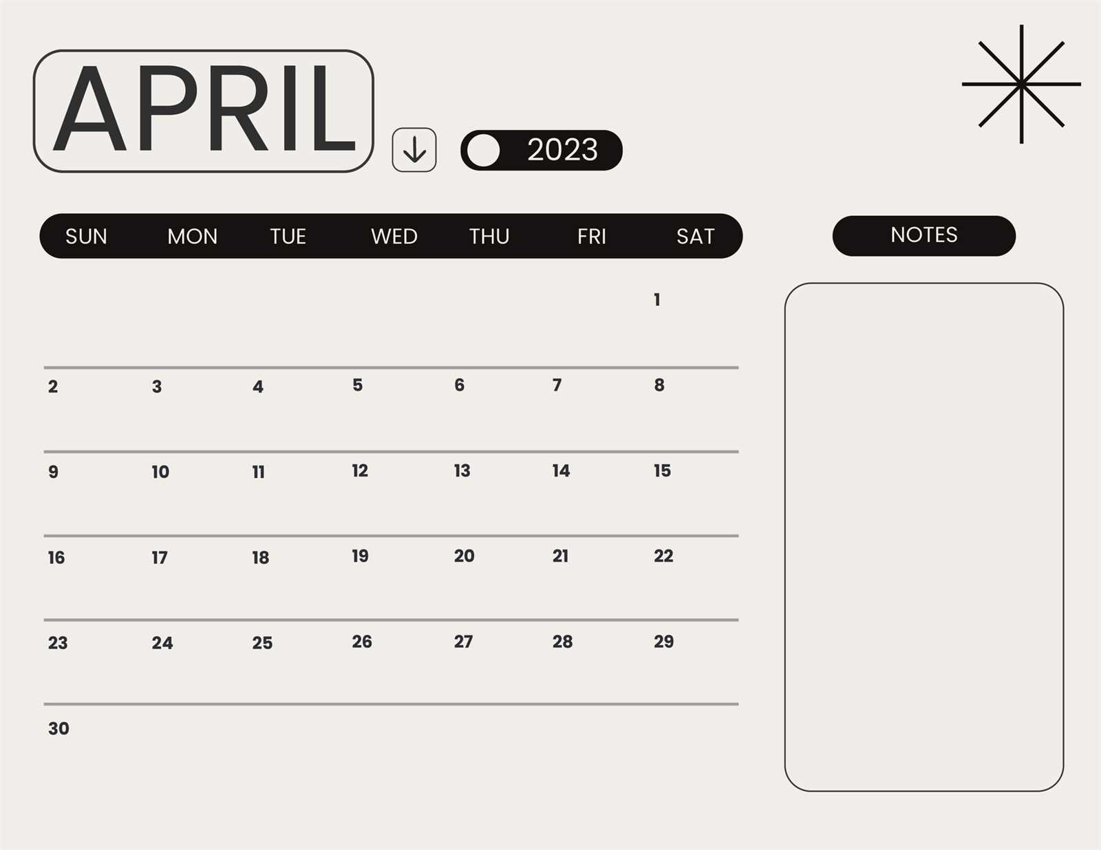 blank calendar template april