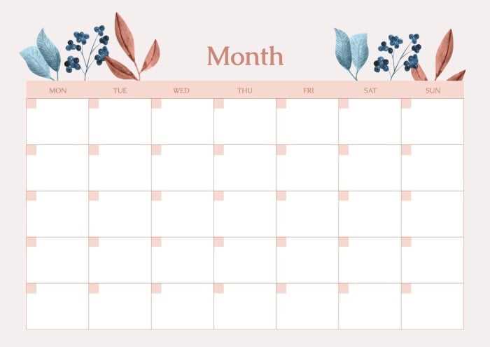 blank calendar template cute