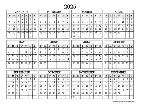 blank calendar template for 2025