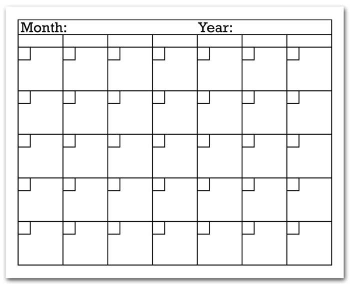 blank calendar template free download