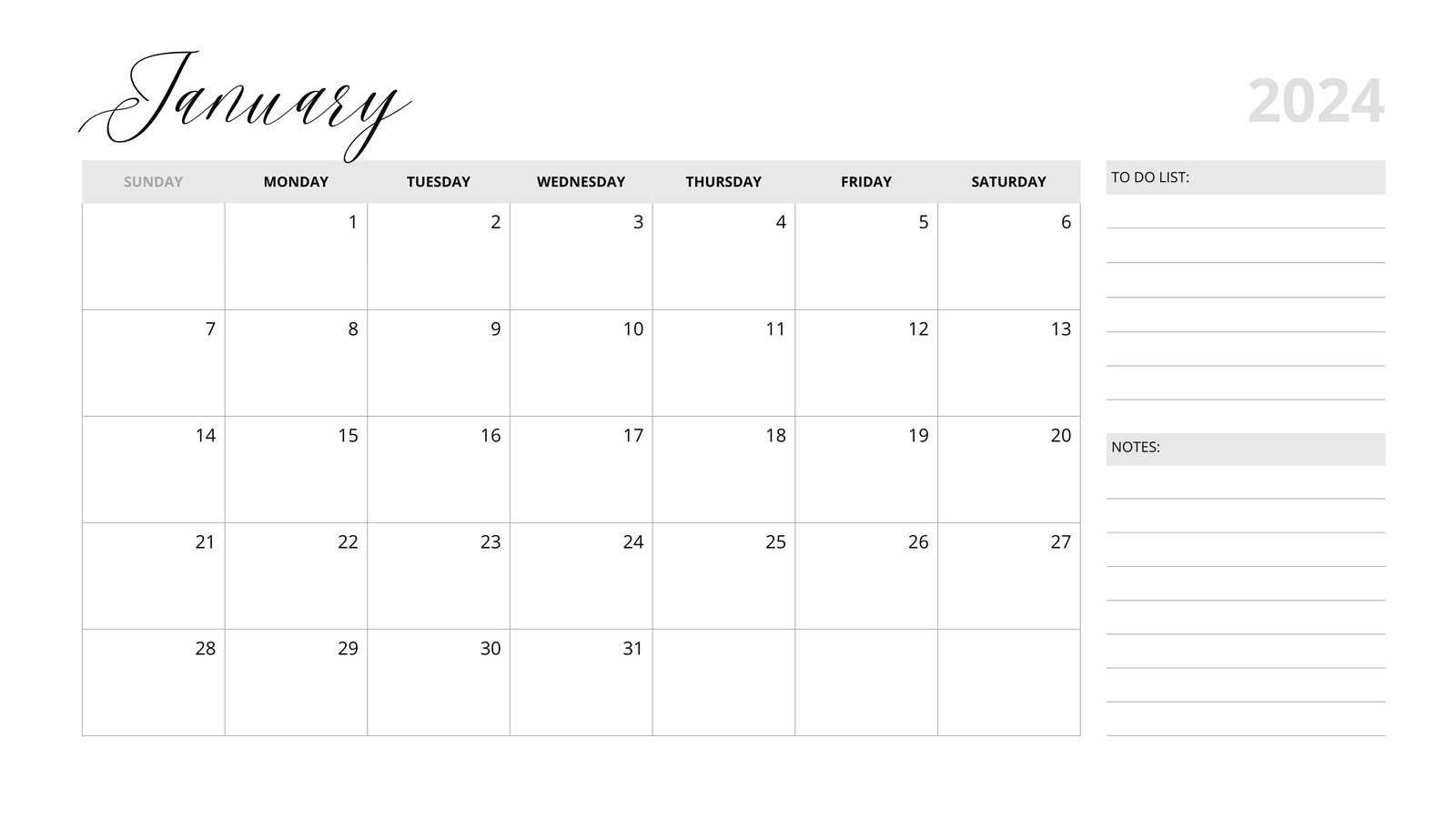 blank calendar template free