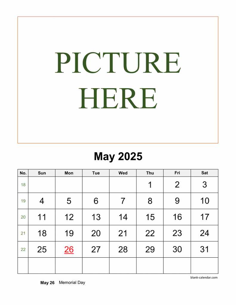 blank calendar template may 2025