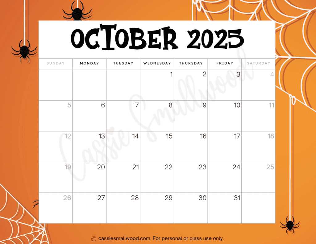 blank calendar template october 2025