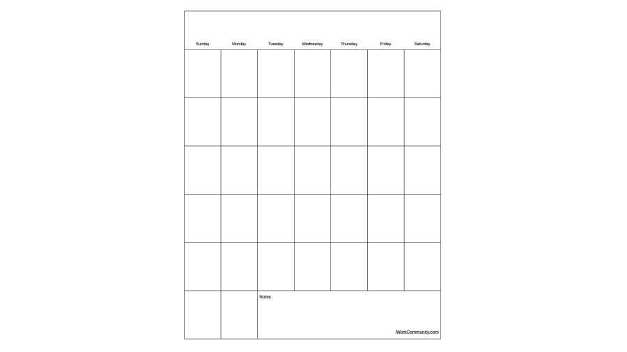 blank calendar template portrait