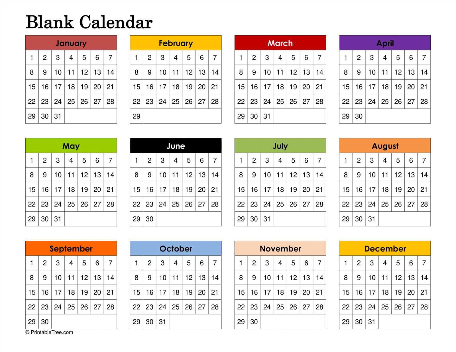 blank calendar template portrait