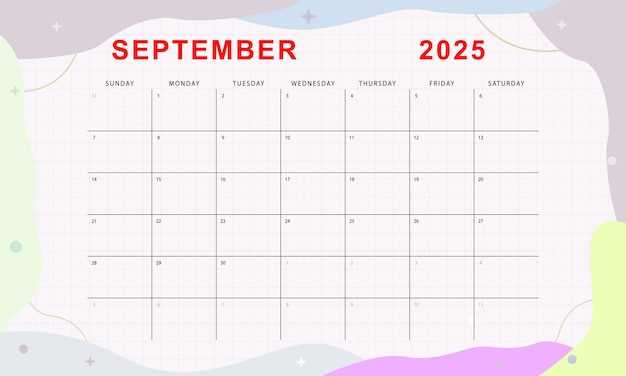 blank calendar template september 2025