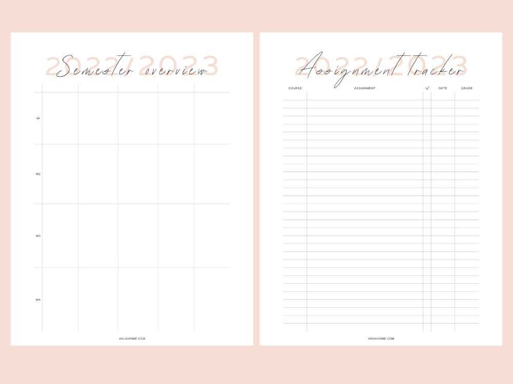 blank homework calendar template