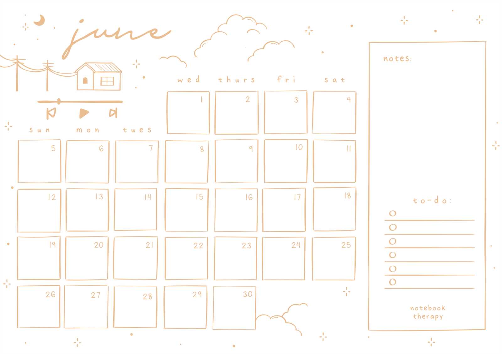 blank june calendar template