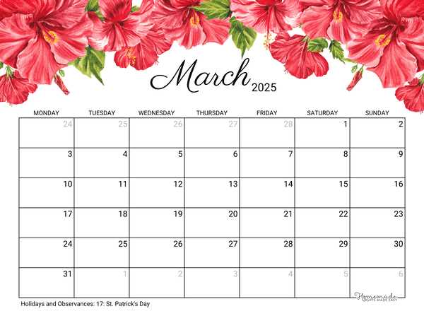 blank march calendar template 2025