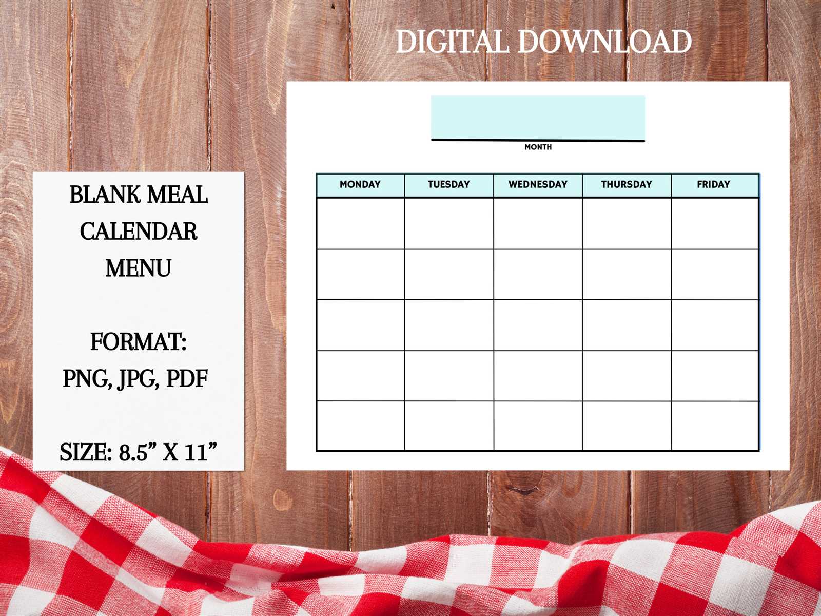 blank meal calendar template